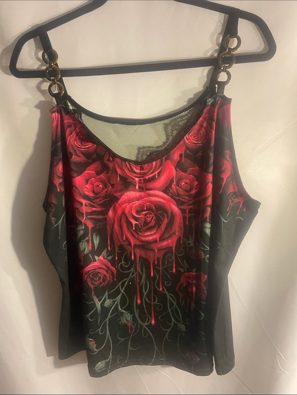 Black & Red Rose Graphic Tank Top - Women